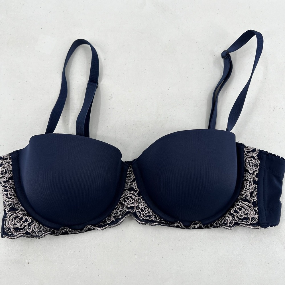 Maidenform Love The Lift Pushup Bra Size 36B Blue Underwire DM9905 Floral‎
